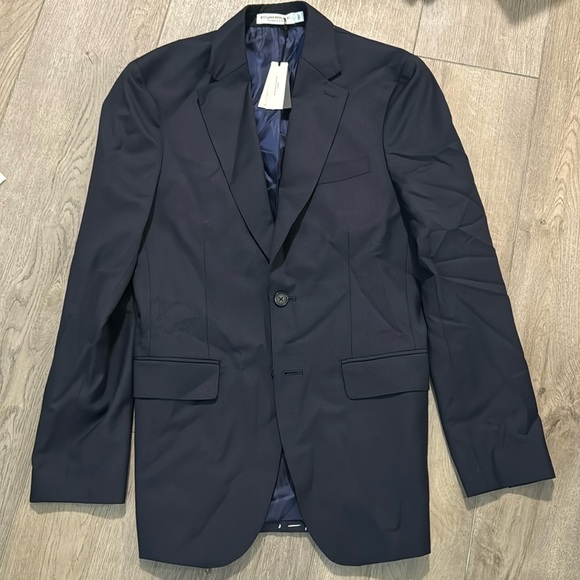 NWT! Banana Republic Navy Blue Signature Italian Houndstooth Suit Jacket 💎 - Picture 11 of 12